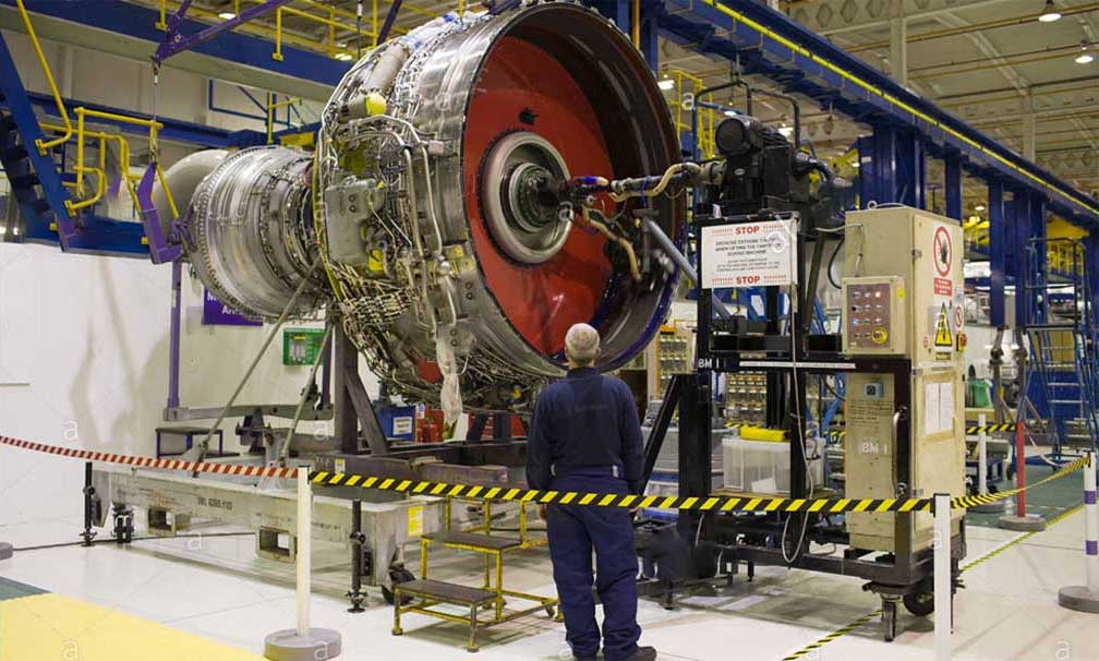 Rolls Royce jet engine at factory - Derbyshire United Kingdom